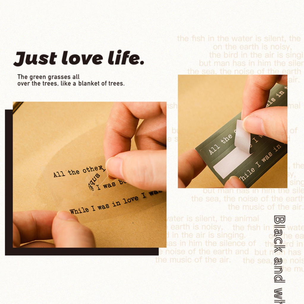 Sticker - Set Stickers Dòng Chữ Tiếng Anh Trong Suốt Và Có Màu Trang Trí Bullet Journals