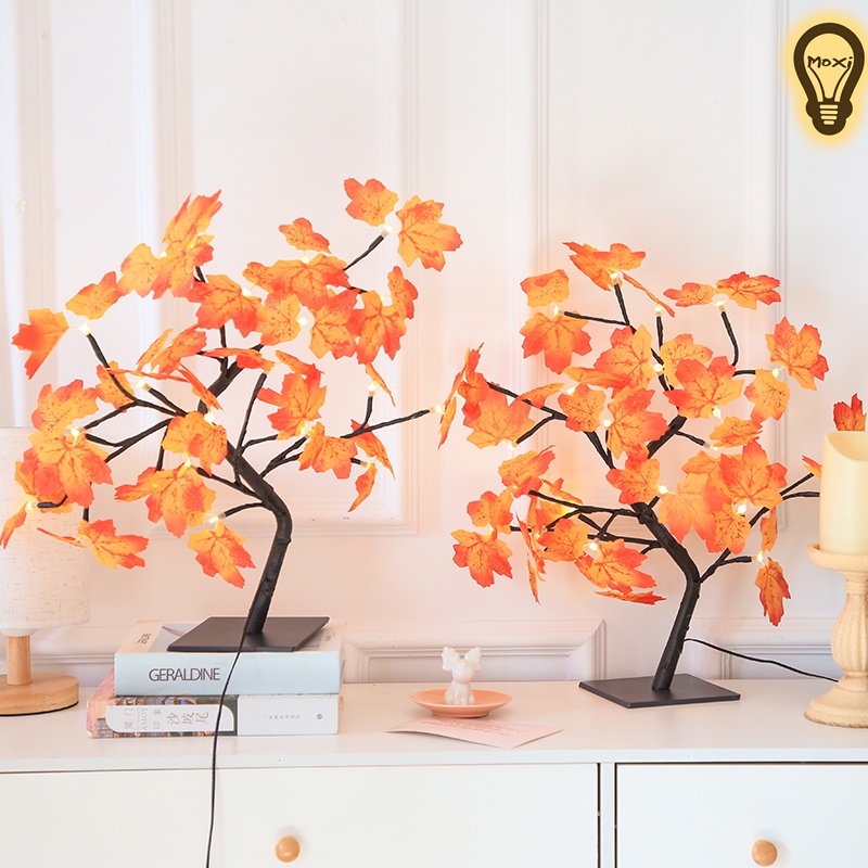 【HÀNG SẴN】Đèn led cây để bàn lá phong mùa thu thiết kế độc đáo trang trí DECOR phòng ngủ dùng USB tiện dụng MOXI.