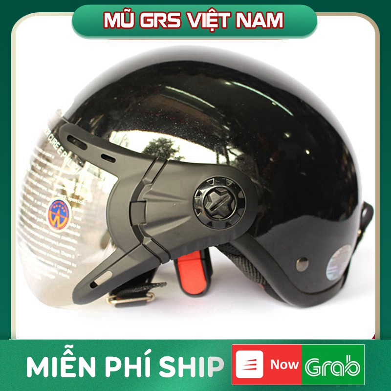 Mũ bảo hiểm GRS A33K màu đen bóng có kính