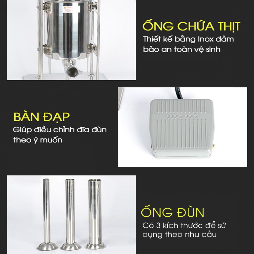 Máy đùn, nhồi, xúc xích, lạp xưởng dùng điện tự động NEWSUN 10L  - Hàng chính hãng - Bảo hành 12 tháng