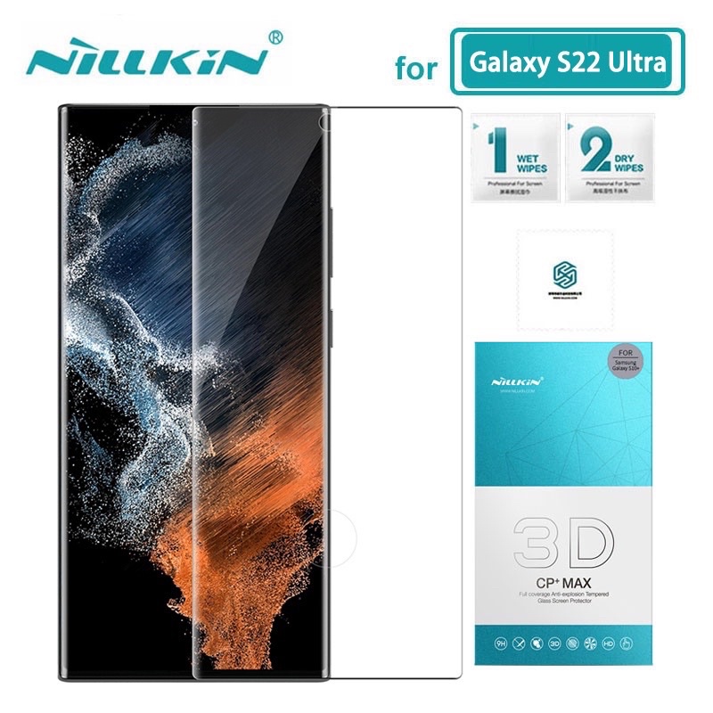 Dán kính cường lực Nillkin CP+ Max cho Samsung S23 U,S22 Ultra,Full màn hình tặng khung dán cảm ứng siêu mượt chính hãng