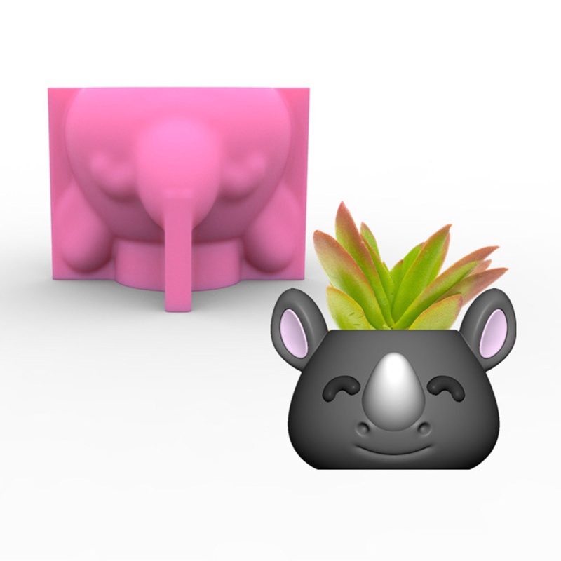 Khuôn Silicone Làm Chậu Hoa / Xi Măng Hình Con Tê Giác