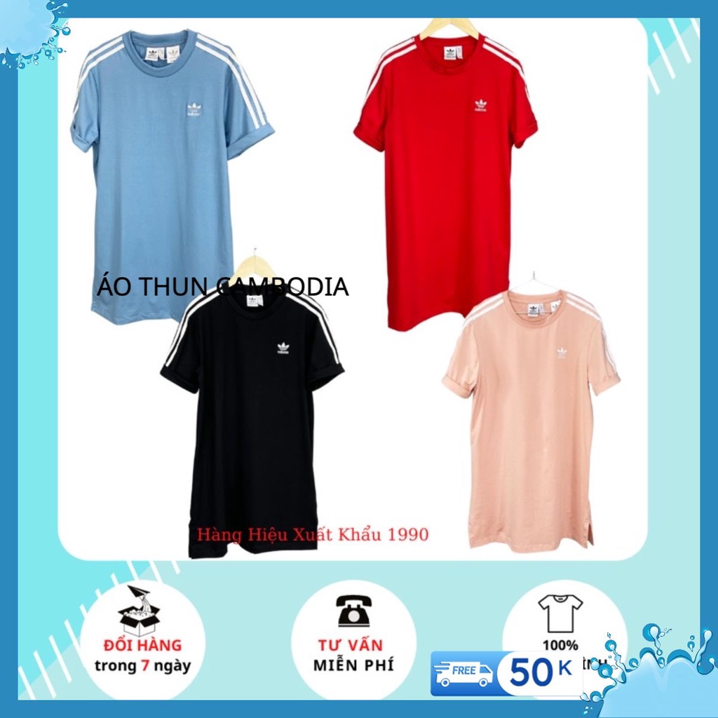 Váy Adidas / Đầm 1799 ADICOLOR 3-STRIPES DRESS RED Made in Cambodia full tag code
