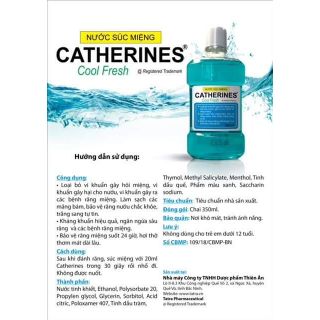 Nước súc miệng CATHERINES cool fresh loại bỏ vi khuẩn giảm hôi miệng,nhiệt miệng,hơi thở thơm mát