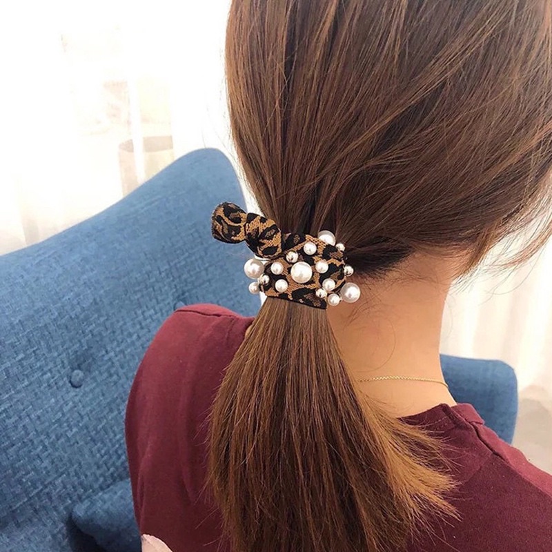 Dây buộc tóc nơ đính ngọc phong cách hàn quốc sang chảnh