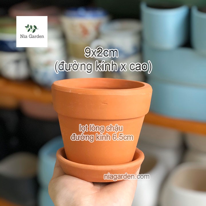 Đĩa lót đất nung đỏ, tròn 9cm