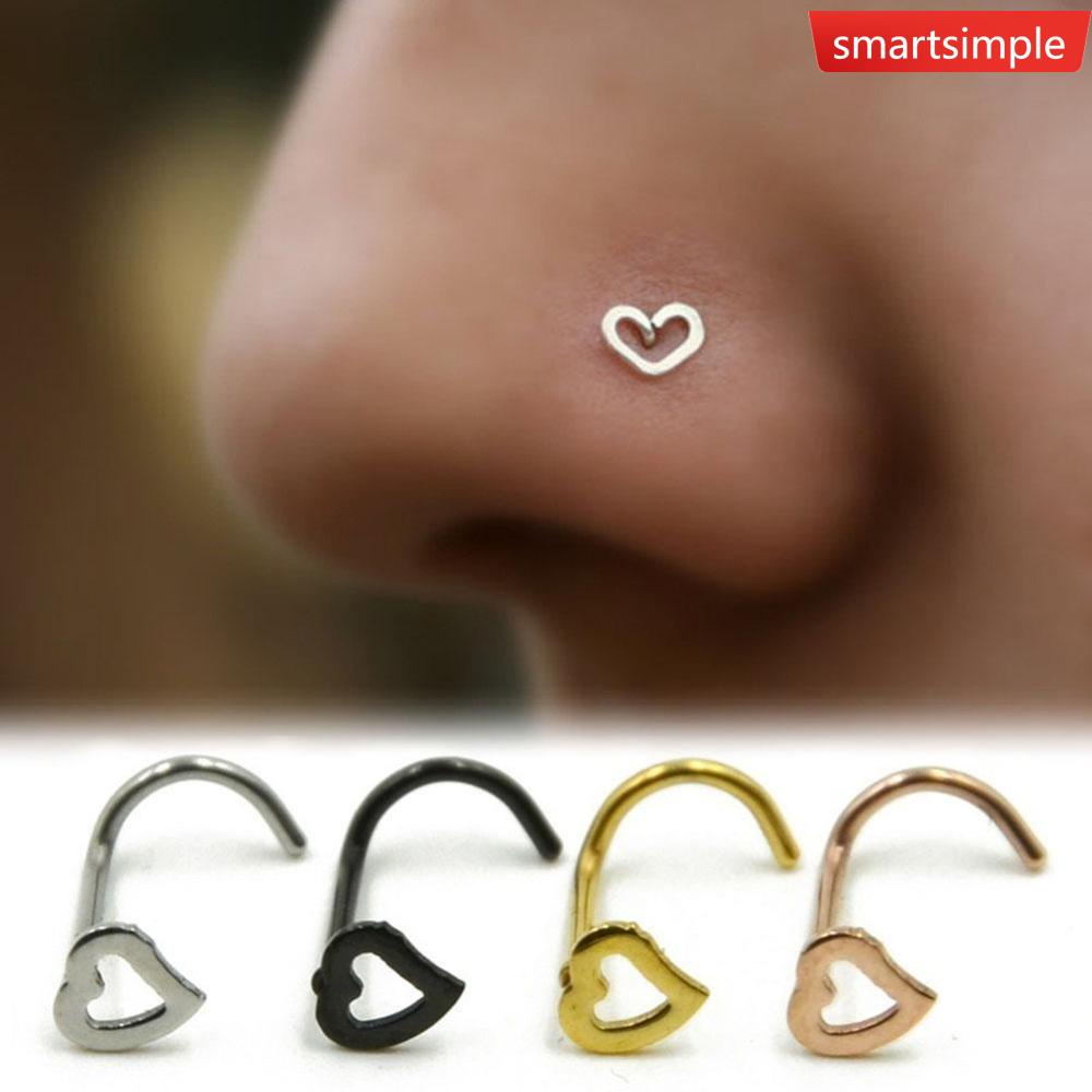 Khuyên Mũi Hình Trái Tim Bằng Thép Không Gỉ Q4T7 Thời Trang Đơn Giản Cho Nữ