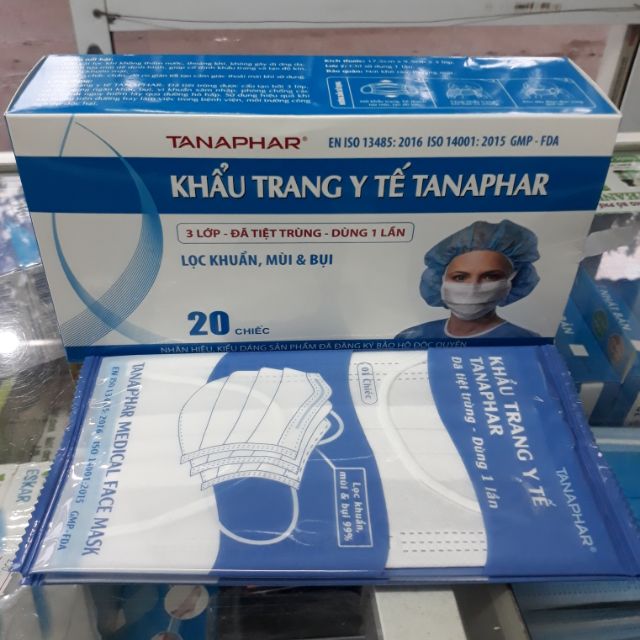 Hộp 20 chiếc Khẩu trang TANA bọc túi