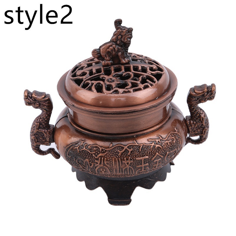 Vintage Design Tibetan Style Mini Alloy Bronze Incense Burner Censer Metal Craft Home Decor Buddhist Living Room Supplies