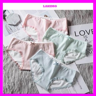 Quần lót nữ cotton sọc kẻ gắn nơ thời trang Lakimo QLG24