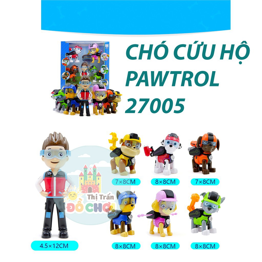 Xe đồ chơi mô hình chó cứu hộ 6 nhân vật chạy trớn bằng nhựa có thể tháo rời cho bé G26 - Thị trấn đồ chơi