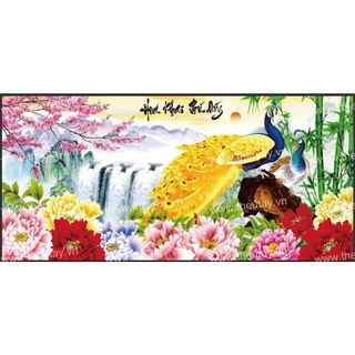 Tranh Đính Đá ABC 3D Hoa Khai Phú Quý YN2167 (KHÁCH TỰ ĐÍNH) KT:107X50CM