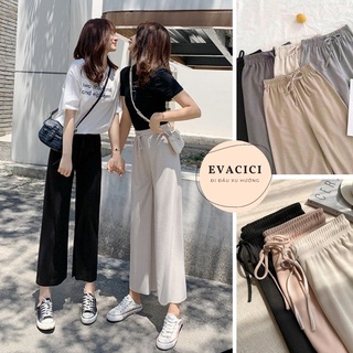 Quần Ống Suông Nhiều Màu Chất Cotton tăm. Quần culottes Suông mềm mịn thấm hút mồ hôi tốt.