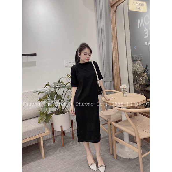 Váy len nữ dáng xuông cổ 3 phân