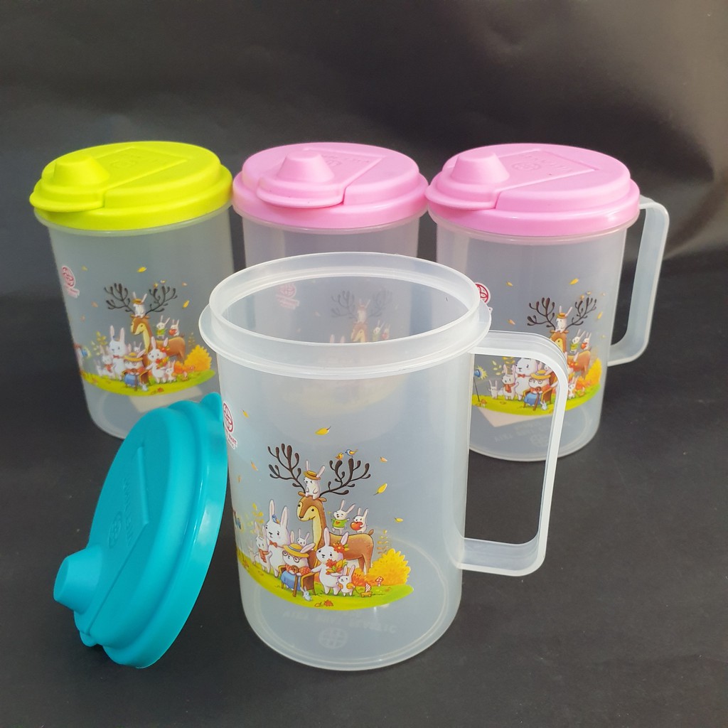 Bình Đựng Nước Nắp Khóa Đóng Mở Thông Minh Việt Nhật ,Ca Nước 600ml Chất Liệu Nhựa Cao Cấp An Toàn Sức Khỏe