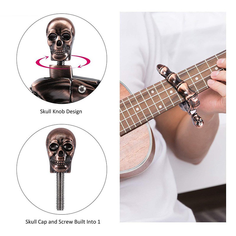 Guitar Capo Skull Knob Universal Instrument for Guitar Ukulele Sier