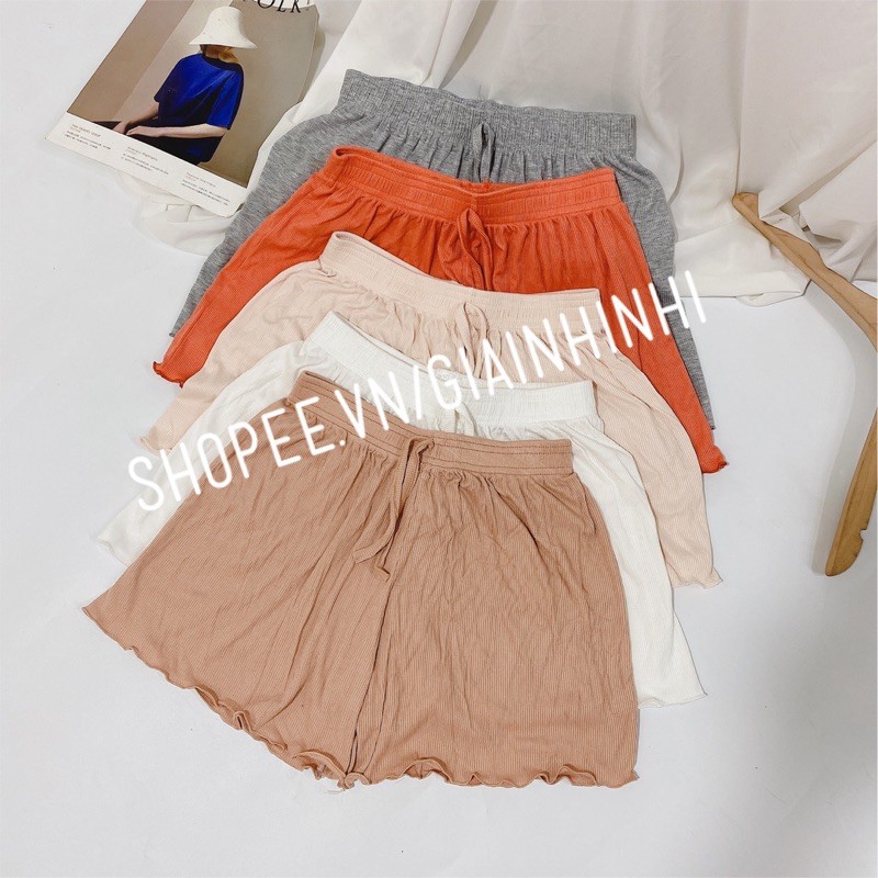 Quần short thun xòe trơn cạp chun, Quần ngủ vải cotton mịn mát co giãn QS0755 - NhiNhi Shop