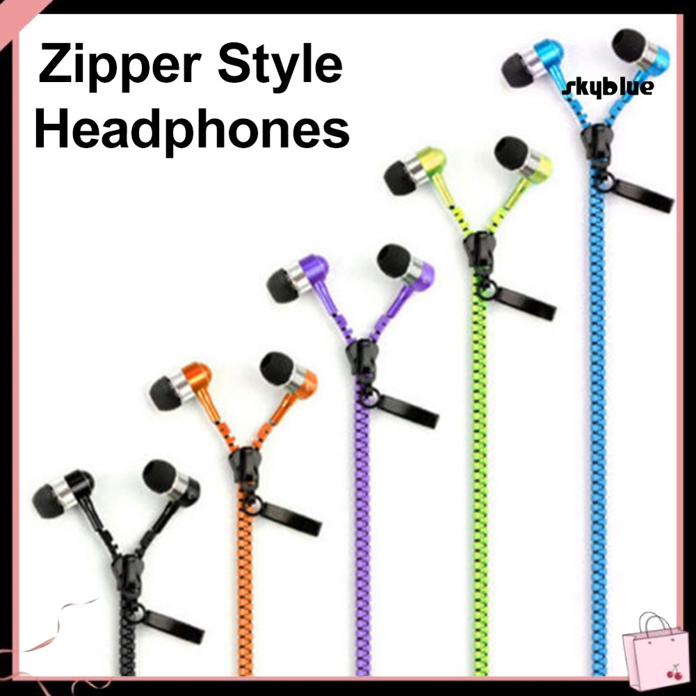 [SK]3.5mm Zipper In-Ear Wired Earphone Heavy Bass Headphone with Mic for Phone MP3