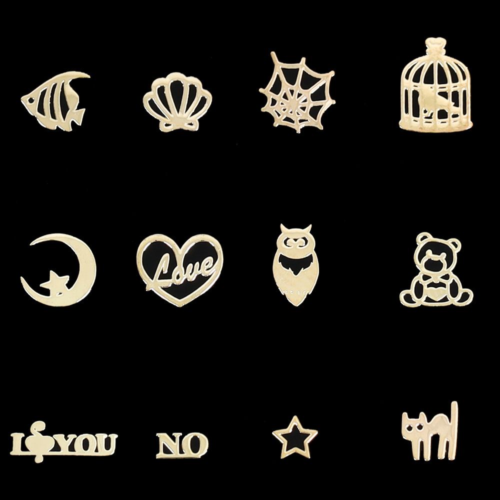 Miếng Dán Trang Trí Móng Tay Nghệ Thuật Hình Quả Bí Ngô Bằng Hợp Kim Màu Đen