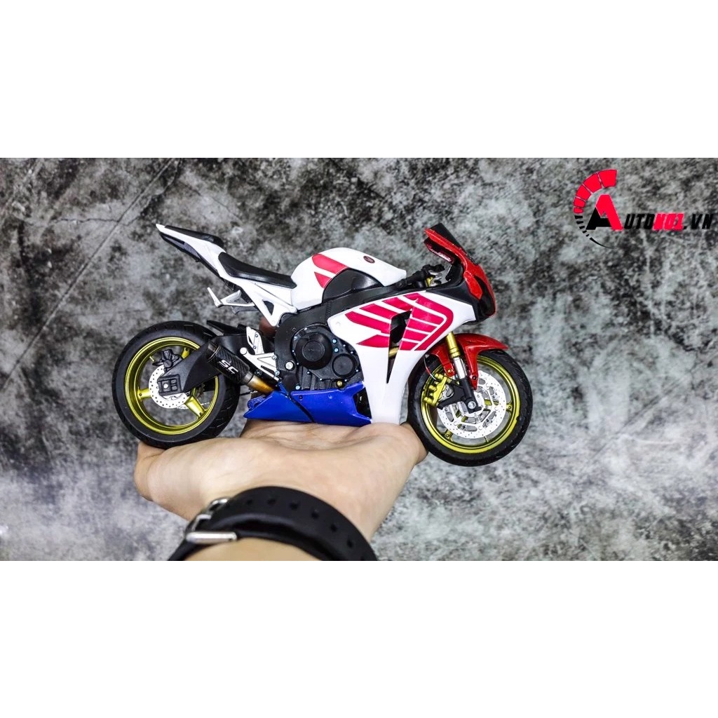 MÔ HÌNH XE HONDA CBR 1000RR WHITE RED ĐỘ PÔ - ĐỘ MÂM 1:12 AUTONO1 D172