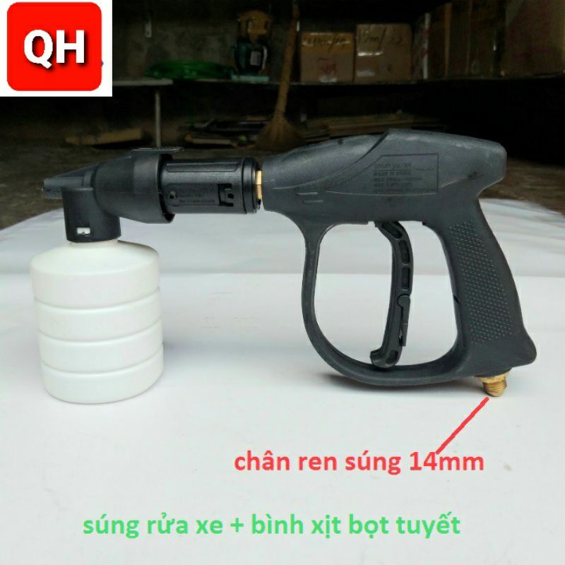 Súng xịt rửa xe và bình tạo bọt tuyết 0,5L cho máy rửa xe áp lực cao ren 22mm/ren 14mm