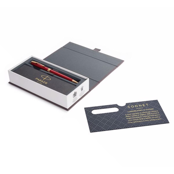 [Chính Hãng] Bút Bi Ký Cao Cấp Parker Sonnet SLM Đ-Red Mạ Vàng 18K Nét 1.0mm (Hàng Nhập Khẩu Pháp - Mực Đen)