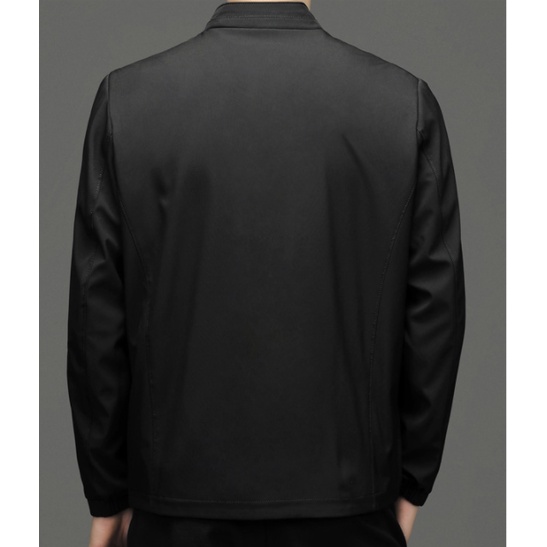 Áo Khoác Cổ Đứng Tay Dài Dáng Ôm Màu Trơn Có Khóa Kéo Thời Trang Công Sở Cho Nam