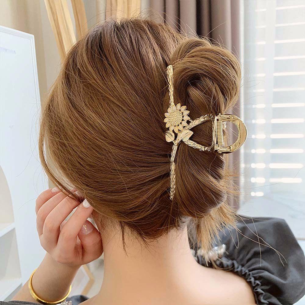 TWINKLE Kẹp Tóc Càng Cua Kim Loại Lấp Lánh|Kẹp Tóc Hình Hoa Hướng Dương Nhiều Màu Sắc Phong Cách Hàn Quốc