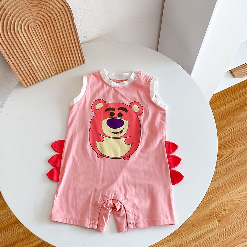 Áo liền quần sát nách họa tiết hoạt hình phong cách Hàn Quốc thời trang mùa hè cho bé gái