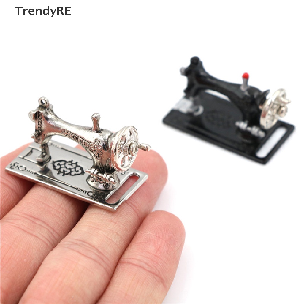 Trendy Metal Sewing Machine Dollhouse Miniatures Decoration 1:12 Scale Length 3.5cm RE