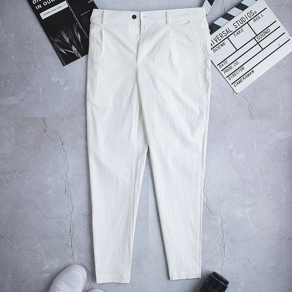 Quần Tây Nam Dáng Âu Chất Đũi Sơ Gỗ Sồi Mềm, Mịn