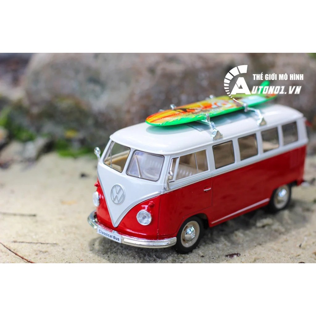 MÔ HÌNH XE VOLKSWAGEN T1 BUS WITH SURF BOARD 1:24 WELLY 7029