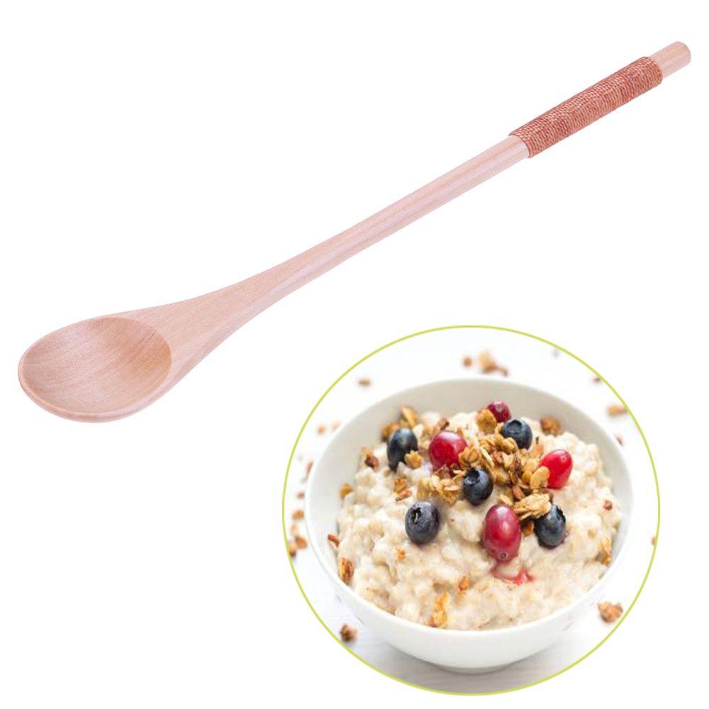Muỗng Gỗ Ăn Món Tráng Miệng Thủ Công Tay Cầm Dài Cho Nhà Bếp