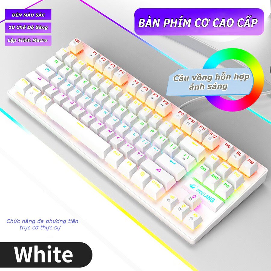 Bàn phím cơ K2 Pro Crack ZIYOULANG bản nâng cấp 2022 ánh sáng cầu vòng 7 màu, 10 chế độ nháy dành cho máy tính, laptop