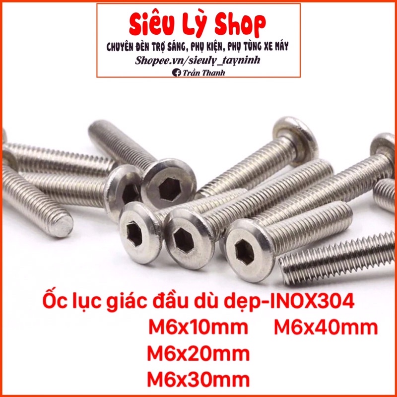 Ốc lục giác INOX 304 - Đầu dù dẹp Size M6