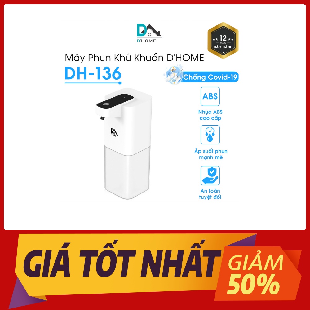 Máy Rửa Tay Tự Động Cảm Ứng, Phun Cồn Sát Khuẩn Thông Minh Dhome, Hoạt Động Tự Động Không Tiếp Xúc, Dung Lượng 400ml