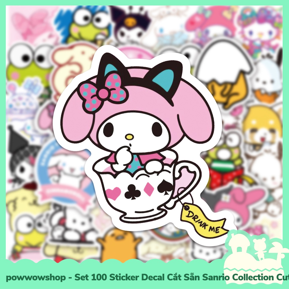 [Sẵn VN - Hỏa Tốc] Set 100 Sticker Mini Decal Dán Trang Trí Vật Dụng Mẫu Sanrio Family Collection Cute Days