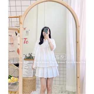 Sét váy babydoll xếp ly Unisex chất lụa đẹp