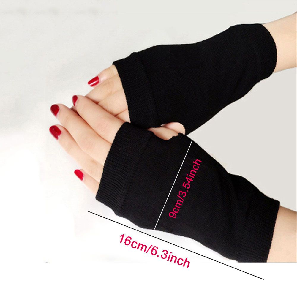 Găng tay len hở ngón màu đen họa tiết hoa hồng đáng yêu cho nam và nữ