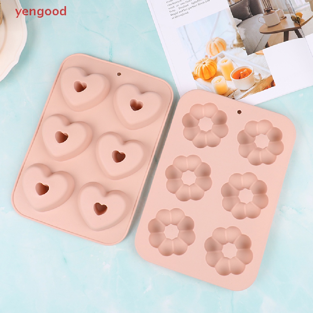 Khuôn Silicone 6 Ngăn Làm Bánh Donut Tráng Miệng DIY