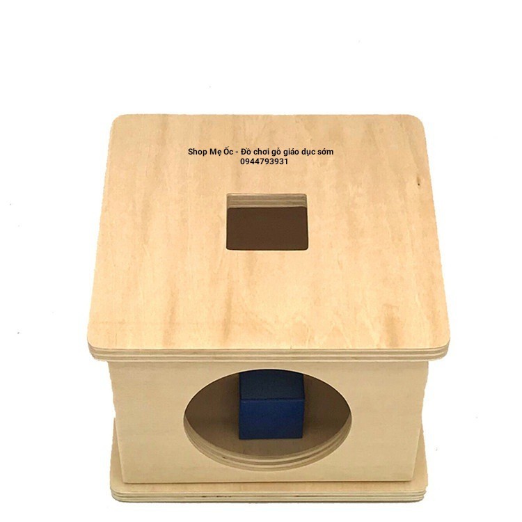 (Có ảnh thật) Thả khối lập phương  vào hộp có lỗ - Giáo cụ Montessori 0-3