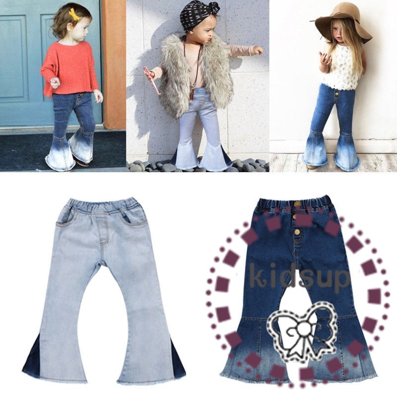 Quần Jeans Ống Loe Thời Trang Cho Bé Gái