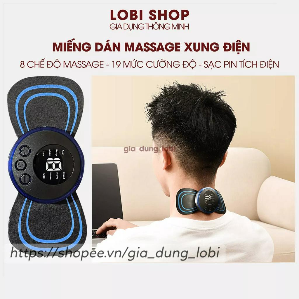 Miếng dán massage toàn thân mini, máy massage cổ vai gáy lưng 6 chế độ xoa bóp