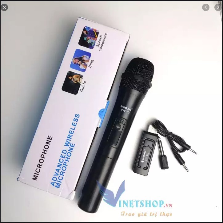 Micro Karaoke không dây đa năng cao cấp UHF V10 - dành cho loa kéo, loa bluetooth, amply hát karaoke zack