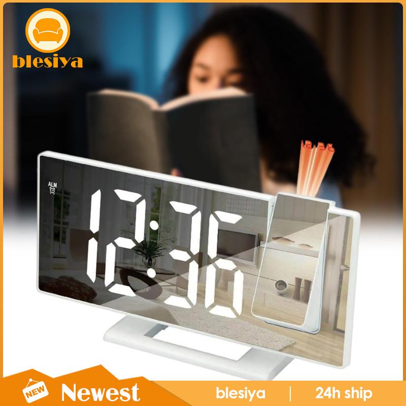 [Blesiya] Đồng Hồ Báo Thức Kỹ Thuật Số Với Đèn LED Chiếu Gắn Tường