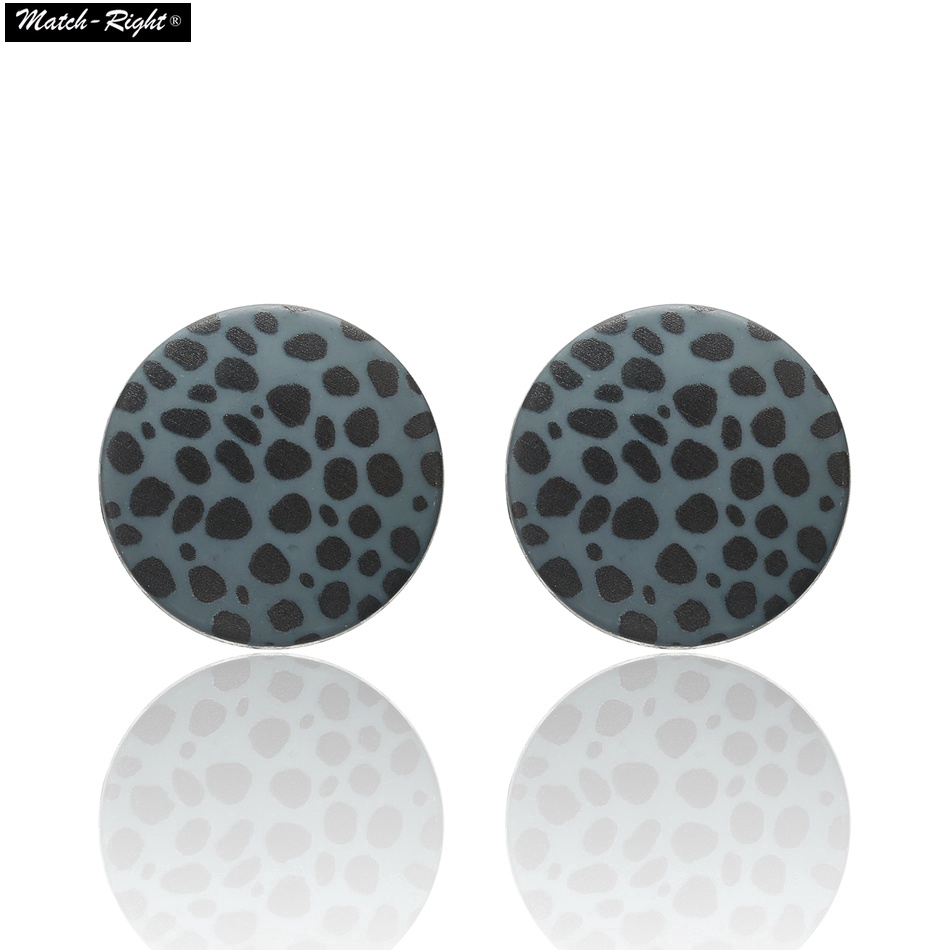 Hoa tai dáng tròn họa tiết da báo phong cách retro thời trang cho nữ