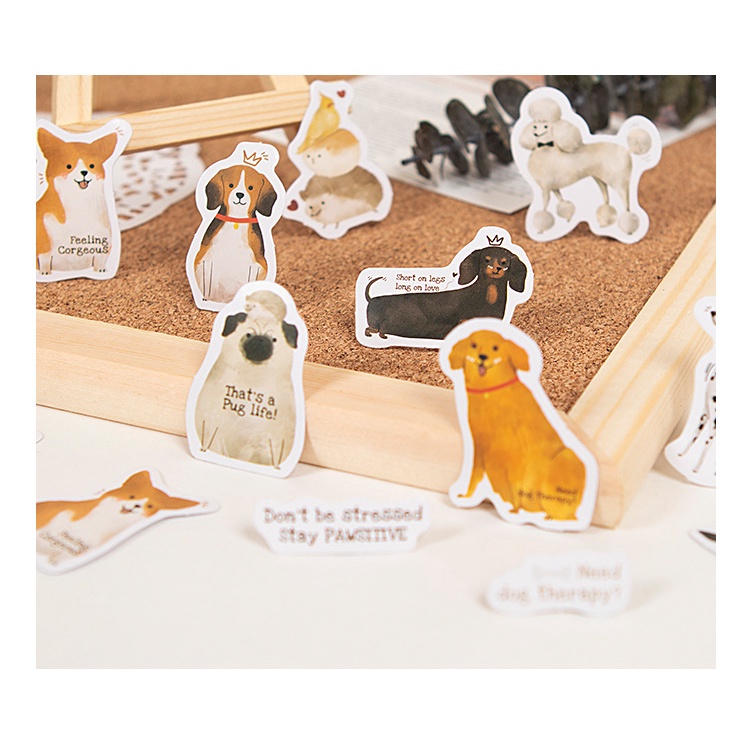 Hộp 46 tấm sticker, hình dán những chú chó đáng yêu
