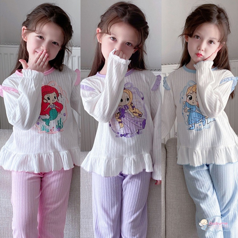 Set Đồ Ngủ 2 Món Gồm Áo Sơ Mi + Quần Dài Bằng Vải Cotton Thời Trang Xuân Thu Cho Bé Gái