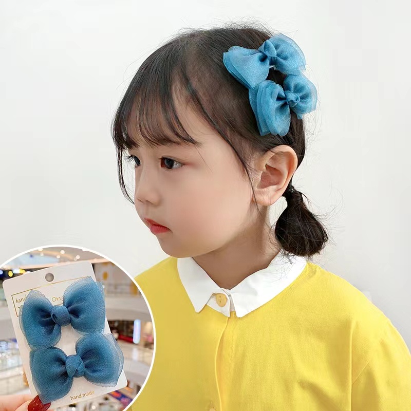 Kẹp Tóc Hình Nơ Phối Lưới Kiểu Hàn Quốc Dễ Thương Xinh Xắn Dành Cho Bé Gái