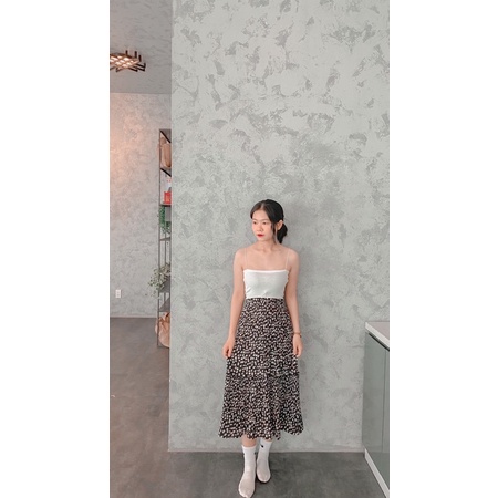 Chân váy dài hoa nhí lưng cao, chân váy công sở thời trang nữ dịu dàng [Quảng Châu cao cấp] | BigBuy360 - bigbuy360.vn